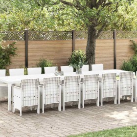 Conjunto de Comedor de Jardín 15 pcs Blanco Ratan Polt