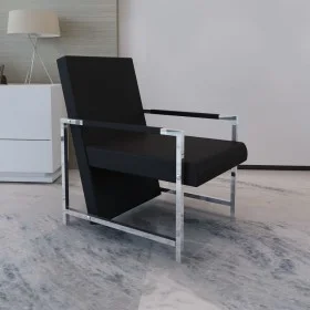 Sessel mit verchromten Beinen aus schwarzem Kunstleder von vidaXL, Sessel - Ref: Foro24-241006, Preis: 121,81 €, Rabatt: %