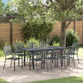 Conjunto de Comedor de Jardín 9 pcs Antracita Acero