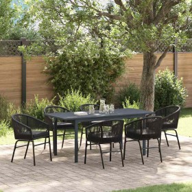 Conjunto de Comedor de Jardín 7 pcs Negro Poliratán