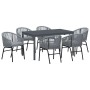 Conjunto de Comedor de Jardín 7 pcs Gris Poliratán