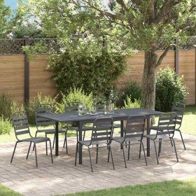 Conjunto de Comedor de Jardín 9 pcs Antracita Acero