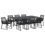 Conjunto de Comedor de Jardín 9 pcs Negro Poliratán