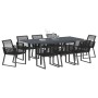 Conjunto de Comedor de Jardín 9 pcs Negro Poliratán