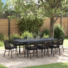 Conjunto de Comedor de Jardín 9 pcs Negro Poliratán en Conjuntos de jardín | Comprar online en Foro24