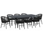 Conjunto de Comedor de Jardín 9 pcs Negro Poliratán