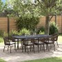 Conjunto de Comedor de Jardín 9 pcs Marrón Poliratán