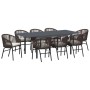 Conjunto de Comedor de Jardín 9 pcs Marrón Poliratán