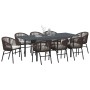 Conjunto de Comedor de Jardín 9 pcs Marrón Poliratán