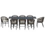 Conjunto de Comedor de Jardín 9 pcs Marrón Poliratán