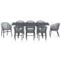 Conjunto de Comedor de Jardín 9 pcs Gris Poliratán