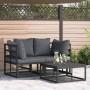 Conjunto de sofá de jardín con cojín 3 pcs Negro Aluminio en Conjuntos de jardín | Comprar online en Foro24