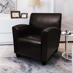 Sillón de cuero artificial marrón oscuro de vidaXL, Sillones - Ref: Foro24-240979, Precio: 201,31 €, Descuento: %