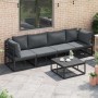 Conjunto de sofá de jardín con cojín 5 pcs Negro Aluminio