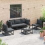Conjunto de sofá de jardín con cojín 5 pcs Negro Aluminio