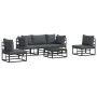 Conjunto de sofá de jardín con cojín 6 pcs Negro Aluminio