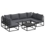 Conjunto de sofá de jardín con cojín 7 pcs Negro Aluminio