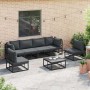 Conjunto de sofá de jardín con cojín 7 pcs Negro Aluminio