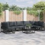 Conjunto de sofá de jardín con cojín 7 pcs Negro Aluminio