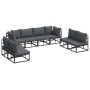 Conjunto de sofá de jardín con cojín 8 pcs Negro Aluminio