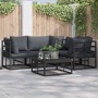 Conjunto de sofá de jardín con cojín 4 pcs Negro Aluminio