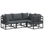 Conjunto de sofá de jardín con cojín 4 pcs Negro Aluminio
