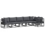 Conjunto de sofá de jardín con cojín 6 pcs Negro Aluminio