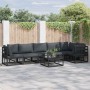 Conjunto de sofá de jardín con cojín 7 pcs Negro Aluminio en Conjuntos de jardín | Comprar online en Foro24