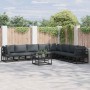 Conjunto de sofá de jardín con cojín 8 pcs Negro Aluminio