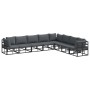Conjunto de sofá de jardín con cojín 8 pcs Negro Aluminio