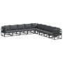 Conjunto de sofá de jardín con cojín 9 pcs Negro Aluminio