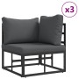 Conjunto de sofá de jardín con cojín 10 pcs Negro Aluminio