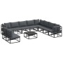 Conjunto de sofá de jardín con cojín 11 pcs Negro Aluminio