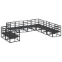 Conjunto de sofá de jardín con cojín 9 pcs Negro Aluminio
