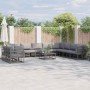 Conjunto de sofá de jardín con cojín Negro Aluminio