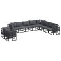Conjunto de sofá de jardín con cojín Negro Aluminio