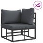 Conjunto de sofá de jardín con cojín Negro Aluminio