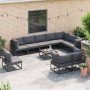 Conjunto de sofá de jardín con cojín Negro Aluminio