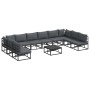Conjunto de sofá de jardín con cojín 11 pcs Negro Aluminio