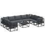 Conjunto de sofá de jardín con cojín Negro Aluminio
