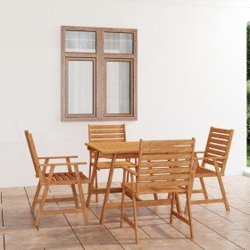 Juego de comedor para jardín 5 piezas madera maciza de acacia