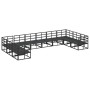Conjunto de sofá de jardín con cojín 10 pcs Negro Aluminio