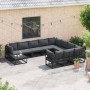 Conjunto de sofá de jardín con cojín 11 pcs Negro Aluminio
