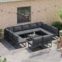 Conjunto de sofá de jardín con cojín 12 pcs Negro Aluminio