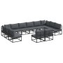 Conjunto de sofá de jardín con cojín 12 pcs Negro Aluminio