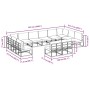 Conjunto de sofá de jardín con cojín 12 pcs Negro Aluminio