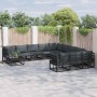 Conjunto de sofá de jardín con cojín 12 pcs Negro Aluminio