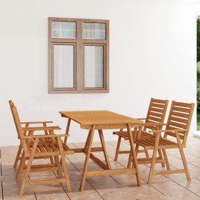 Juego de comedor para jardín 5 piezas madera maciza de acacia Juego de comedor para jardín 5 piezas madera maciza de acacia