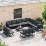 Conjunto de sofá de jardín con cojín 12 pcs Negro Aluminio