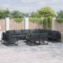 Conjunto de sofá de jardín con cojín 13 pcs Negro Aluminio